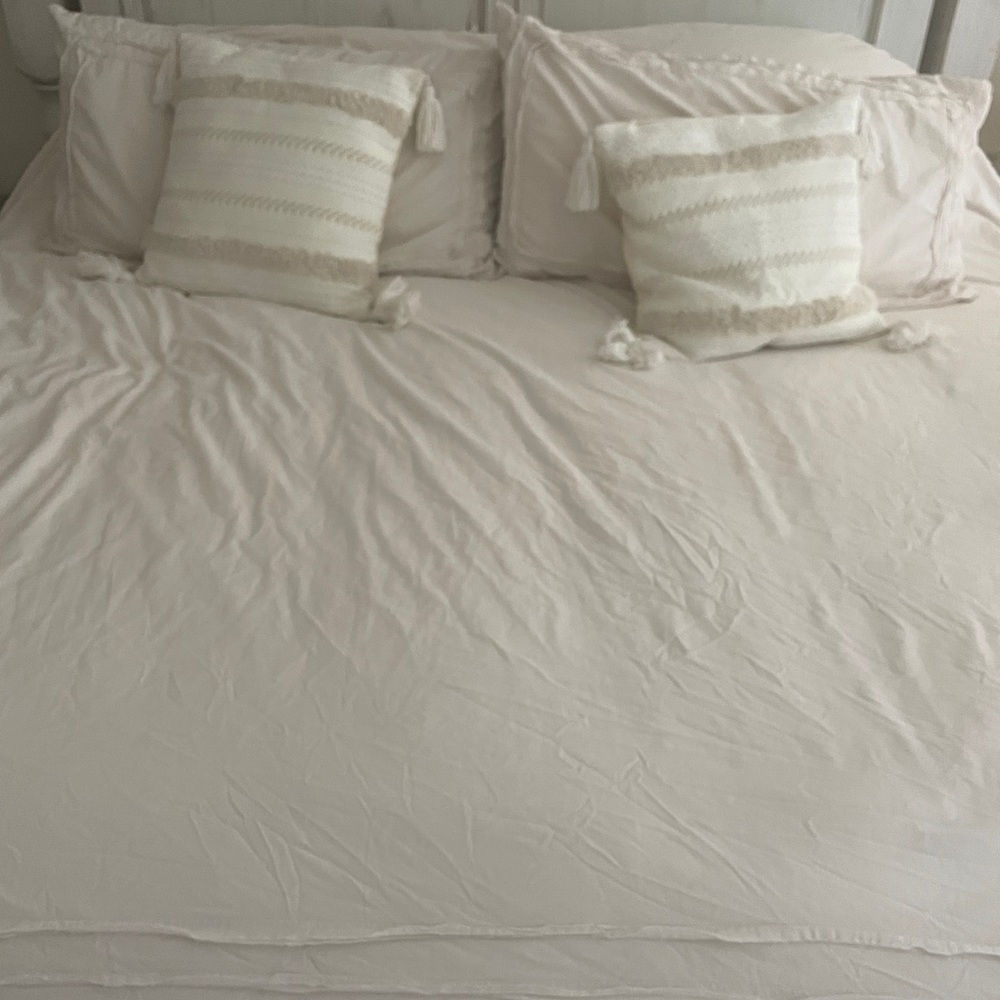 Anthropologie Cream Duvet Set Soft Cotton Bedding